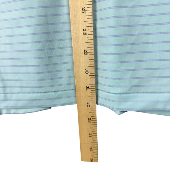Peter Millar Summer Comfort Polo Shirt Men L Light Blue Striped Adcock Fin.Group - Picture 7 of 9